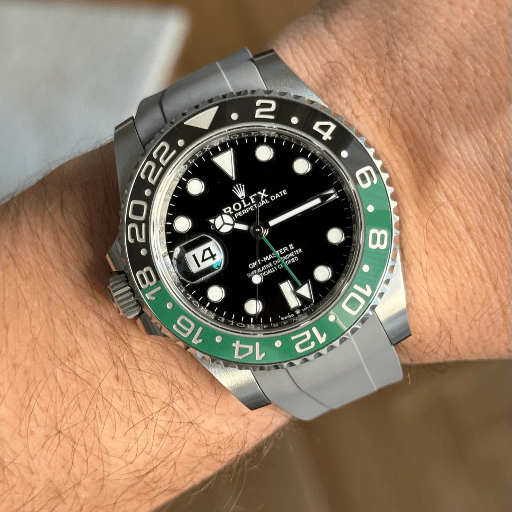 FKM Vulcanized Grey Rubber Strap for Rolex Deployant Buckle