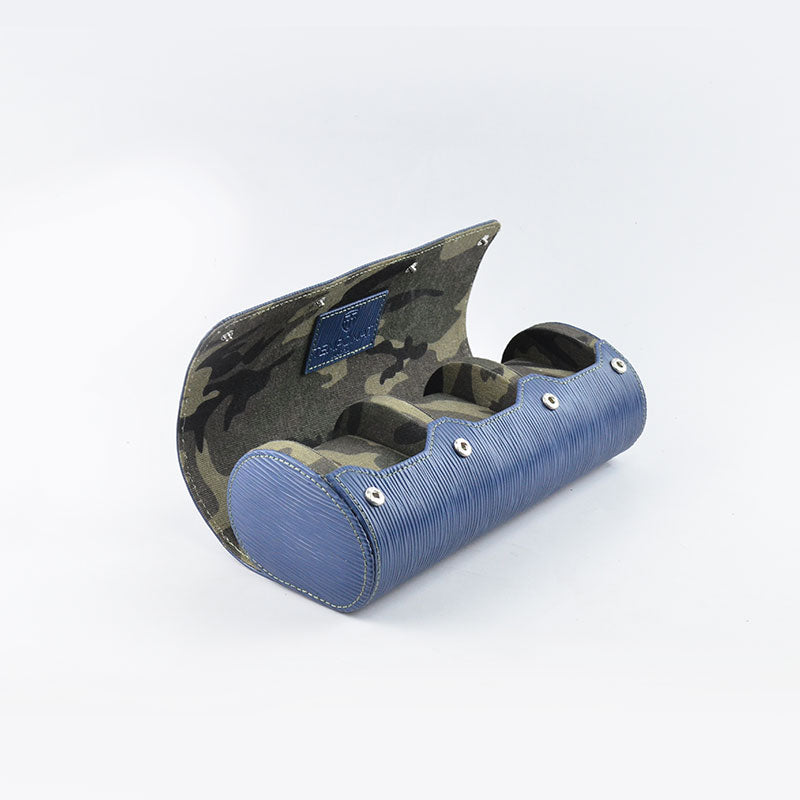 Blue Saffiano Leather Watch Roll