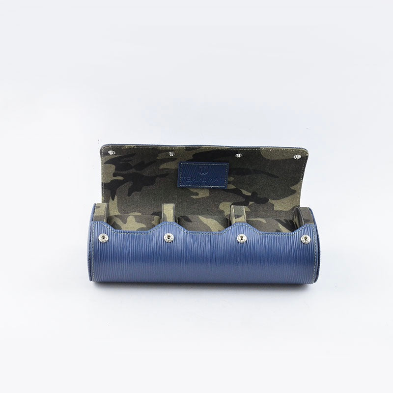 Blue Saffiano Leather Watch Roll