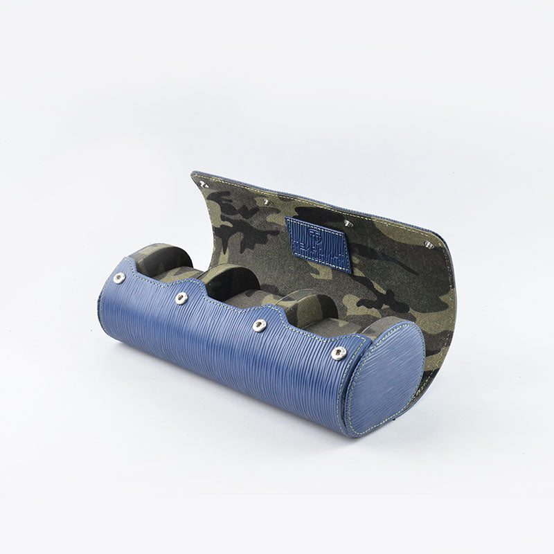 Blue Saffiano Leather Watch Roll