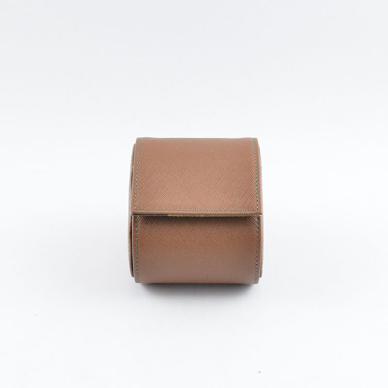 Brown Camo Saffiano Leather Watch Roll