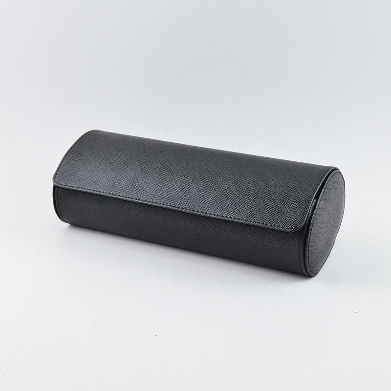 Full Black Saffiano Leather Watch Roll