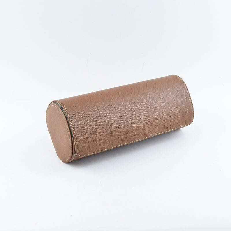 Brown Camo Saffiano Leather Watch Roll