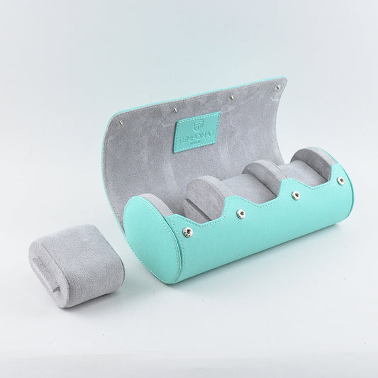 Sky Blue Saffiano Leather Watch Roll