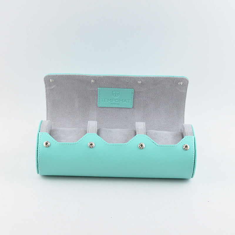 Sky Blue Saffiano Leather Watch Roll
