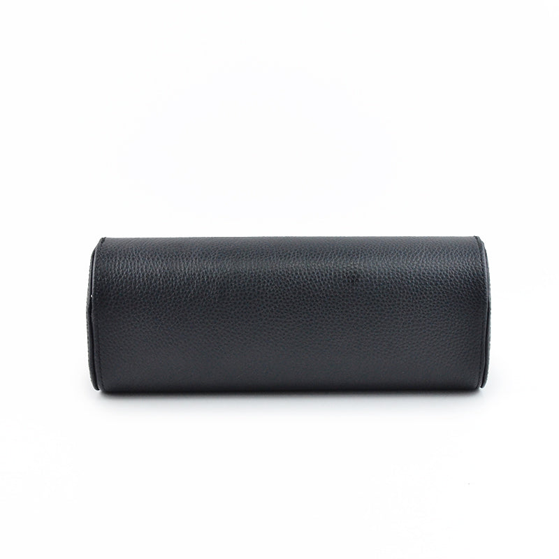Full Black Natural Leather Watch Roll