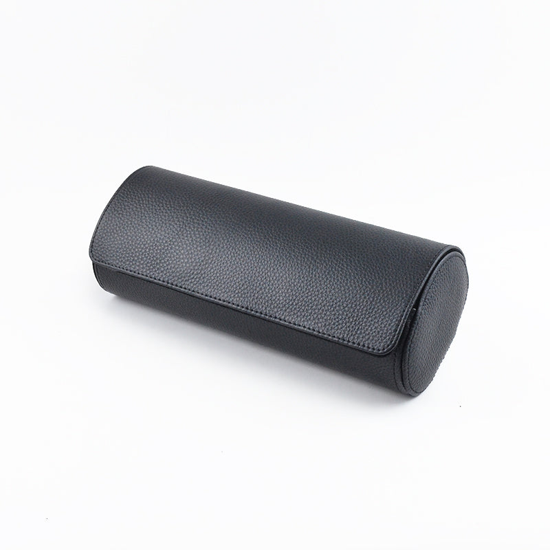 Full Black Natural Leather Watch Roll