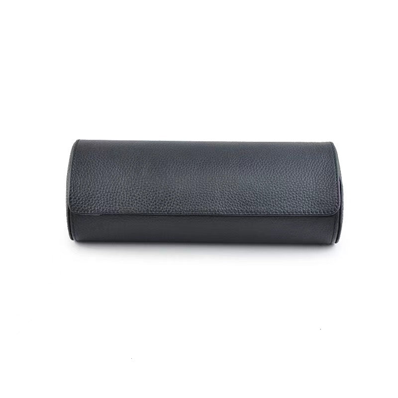 Full Black Natural Leather Watch Roll