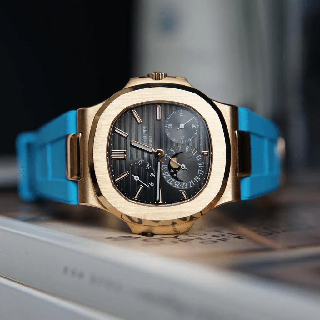 FKM Vulcanized Miami Blue Rubber Strap for Patek Philippe Nautilus