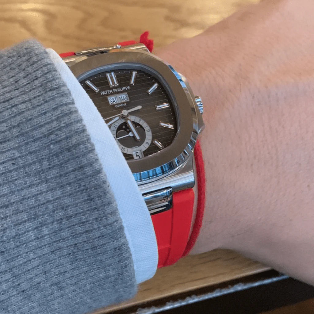 FKM Vulcanized Red Rubber Strap for Patek Philippe Nautilus