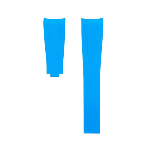 FKM Vulcanized Miami Blue Rubber Strap for Rolex Deployant Buckle