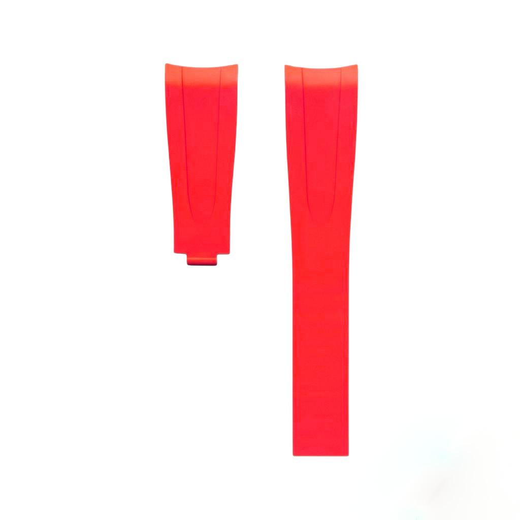 FKM Vulcanized Red Rubber Strap for Rolex Deployant Buckle