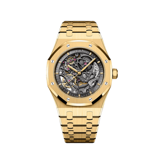 Audemars Piguet Royal Oak 15407BA.OO.1220BA.01 Double Balance Wheel Yellow Gold Openworked Dial