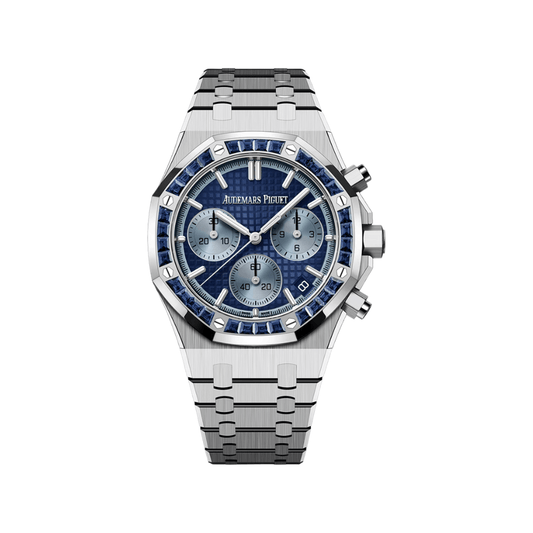 Audemars Piguet Royal Oak Chronograph 26240BC.SS.1320BC.01 White Gold Sapphire Bezel Blue Dial Japan Edition