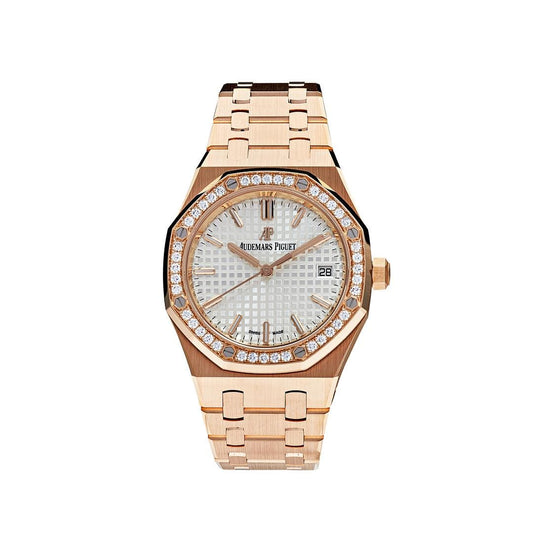 Audemars Piguet Royal Oak 77351OR.ZZ.1261OR.01 'Ladies' Rose Gold White Dial Diamond Bezel (2021)