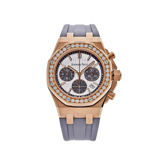 Audemars Piguet Royal Oak Offshore 26231OR.ZZ.D003CA.01 'Ladies' Chronograph Rose Gold Diamond Bezel Silver Dial