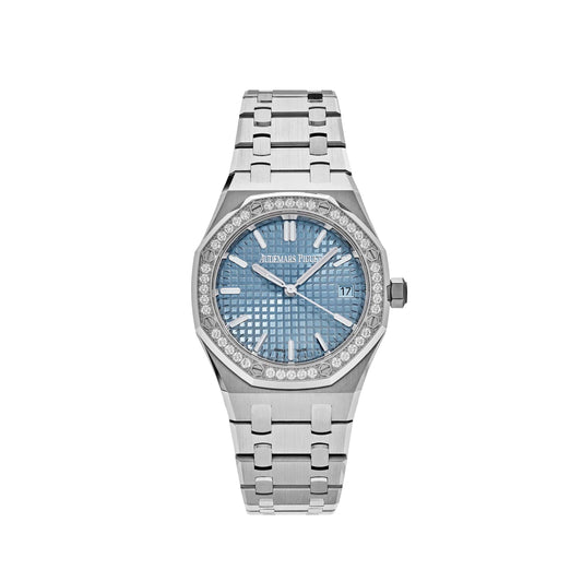 Audemars Piguet Royal Oak 77451ST.ZZ.1361ST.03 'Ladies' Selfwinding Stainless Steel Blue Dial Diamond Bezel