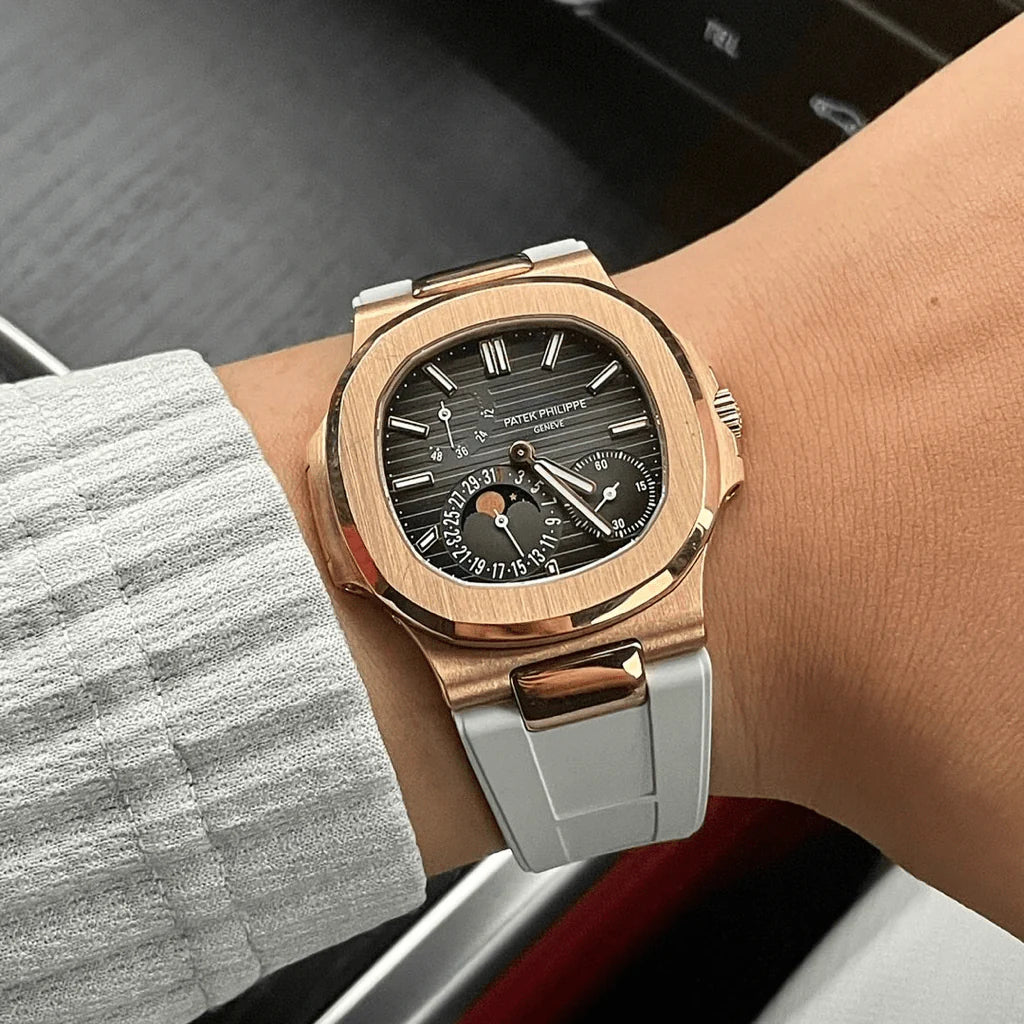 FKM Vulcanized Grey Rubber Strap for Patek Philippe Nautilus