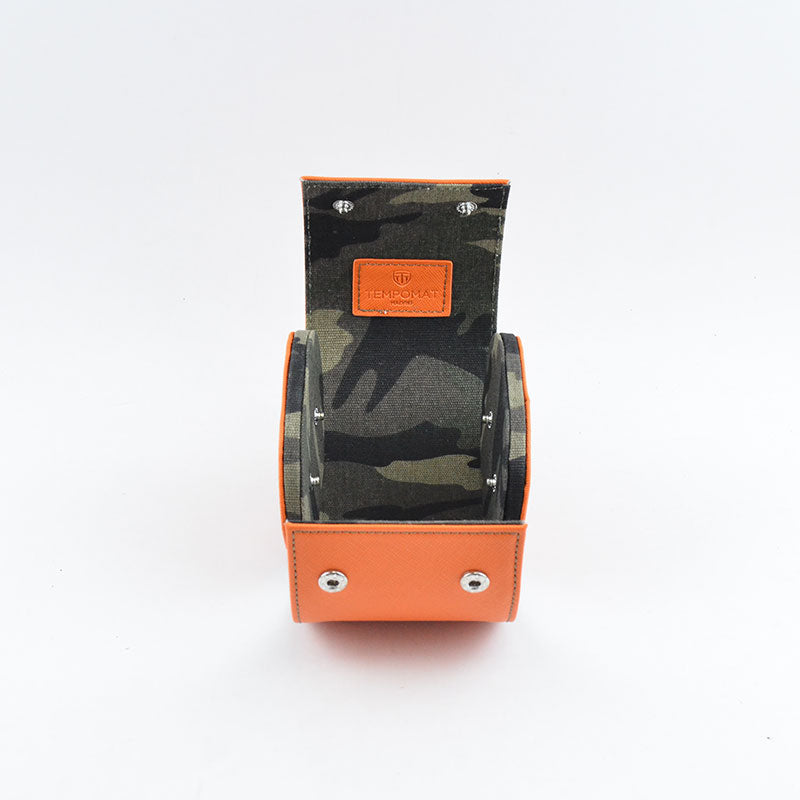 Orange Camo Saffiano Leather Watch Roll