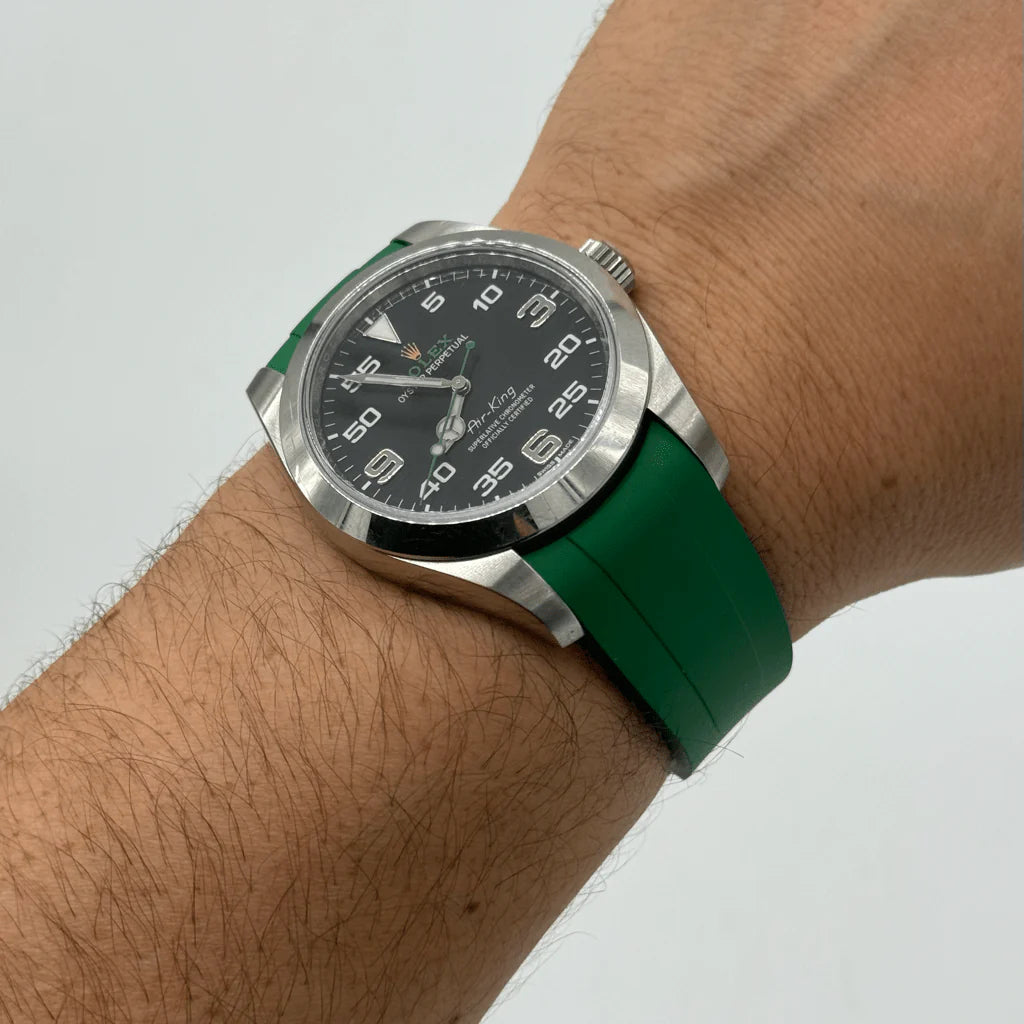 FKM Vulcanized Olive Green Rubber Strap for Rolex Deployant Buckle