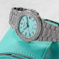 Sky Blue Saffiano Leather Watch Roll