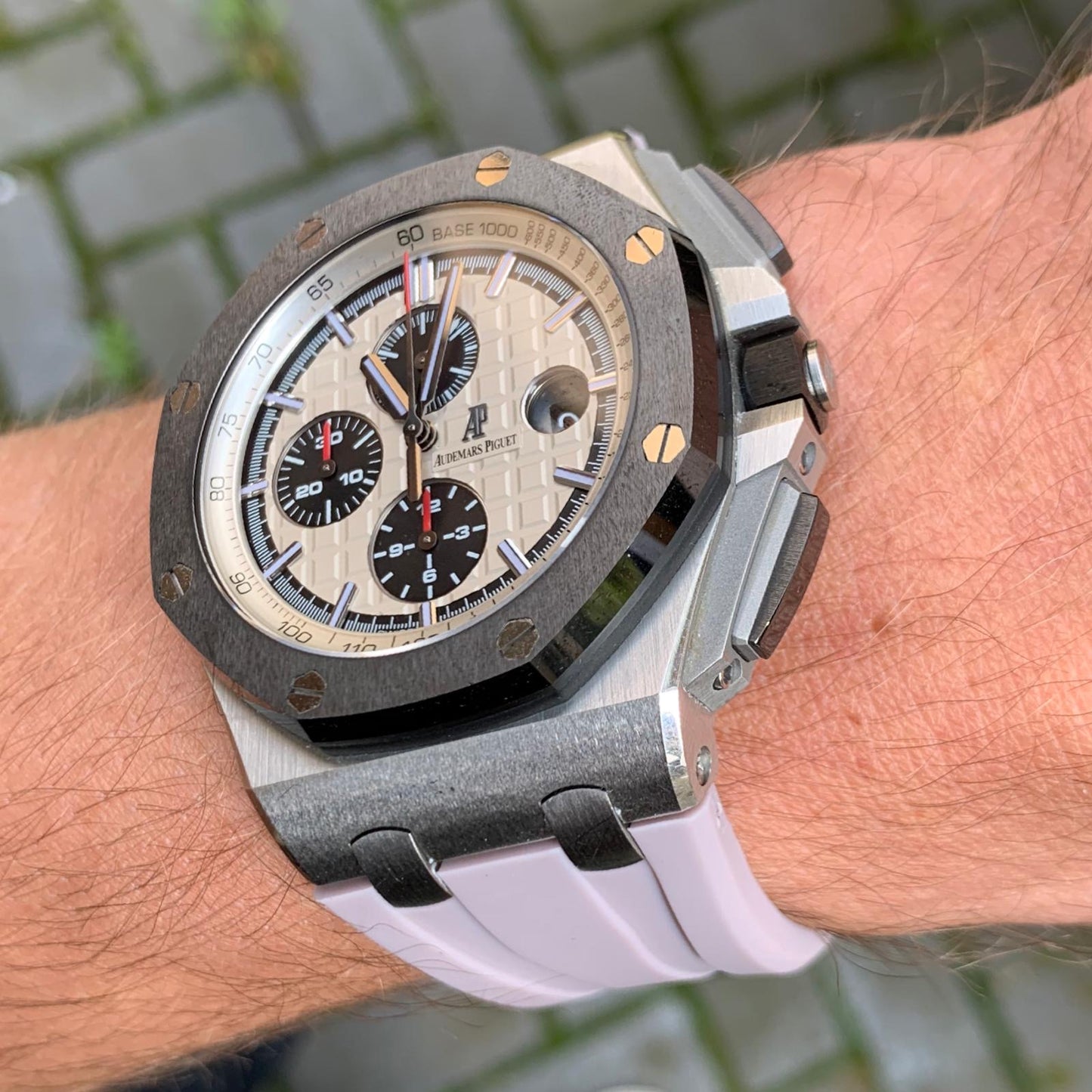 Blush Grey Rubber Strap for Audemars Piguet Royal Oak Offshore 44mm