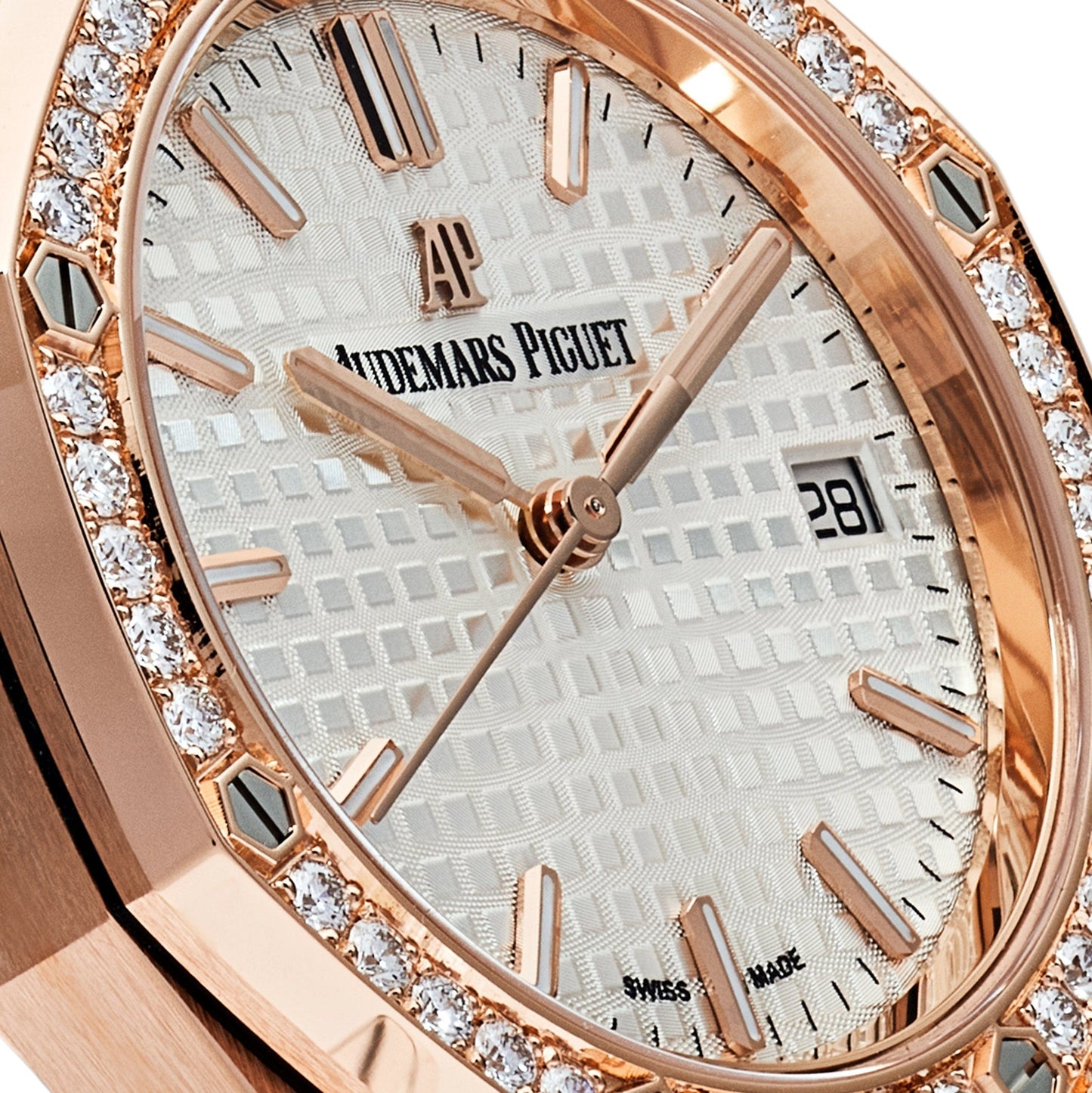 Audemars Piguet Royal Oak 77351OR.ZZ.1261OR.01 'Ladies' Rose Gold White Dial Diamond Bezel (2021)