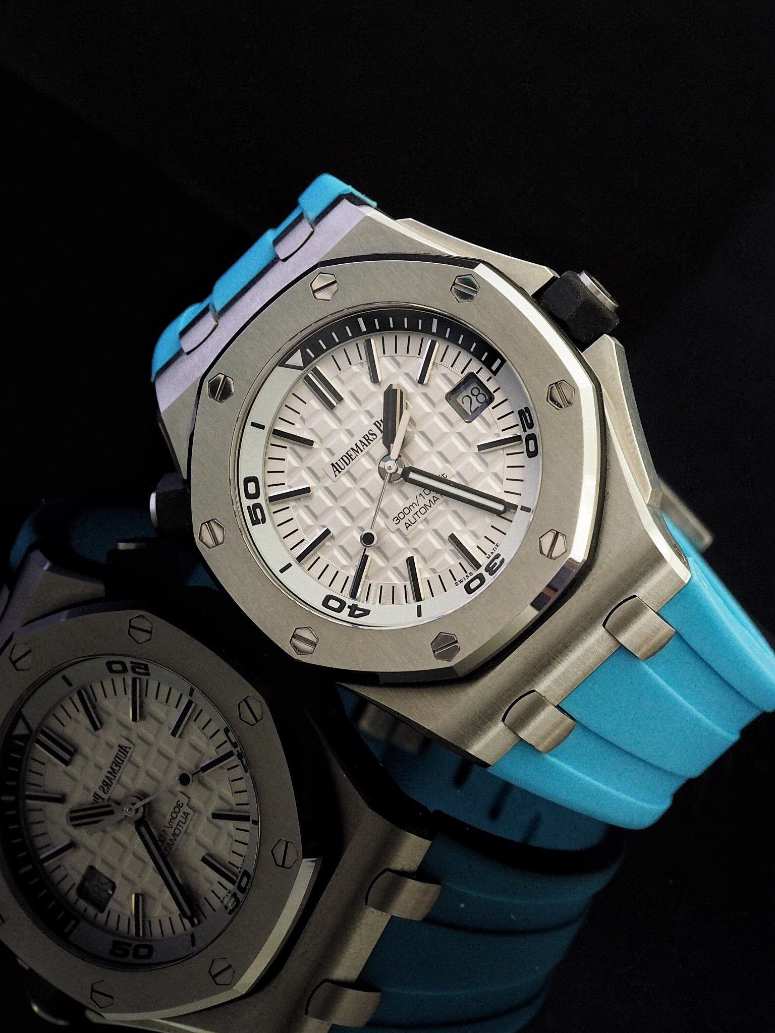 Miami Blue Rubber Watch Strap for Audemars Piguet AP Diver Strap