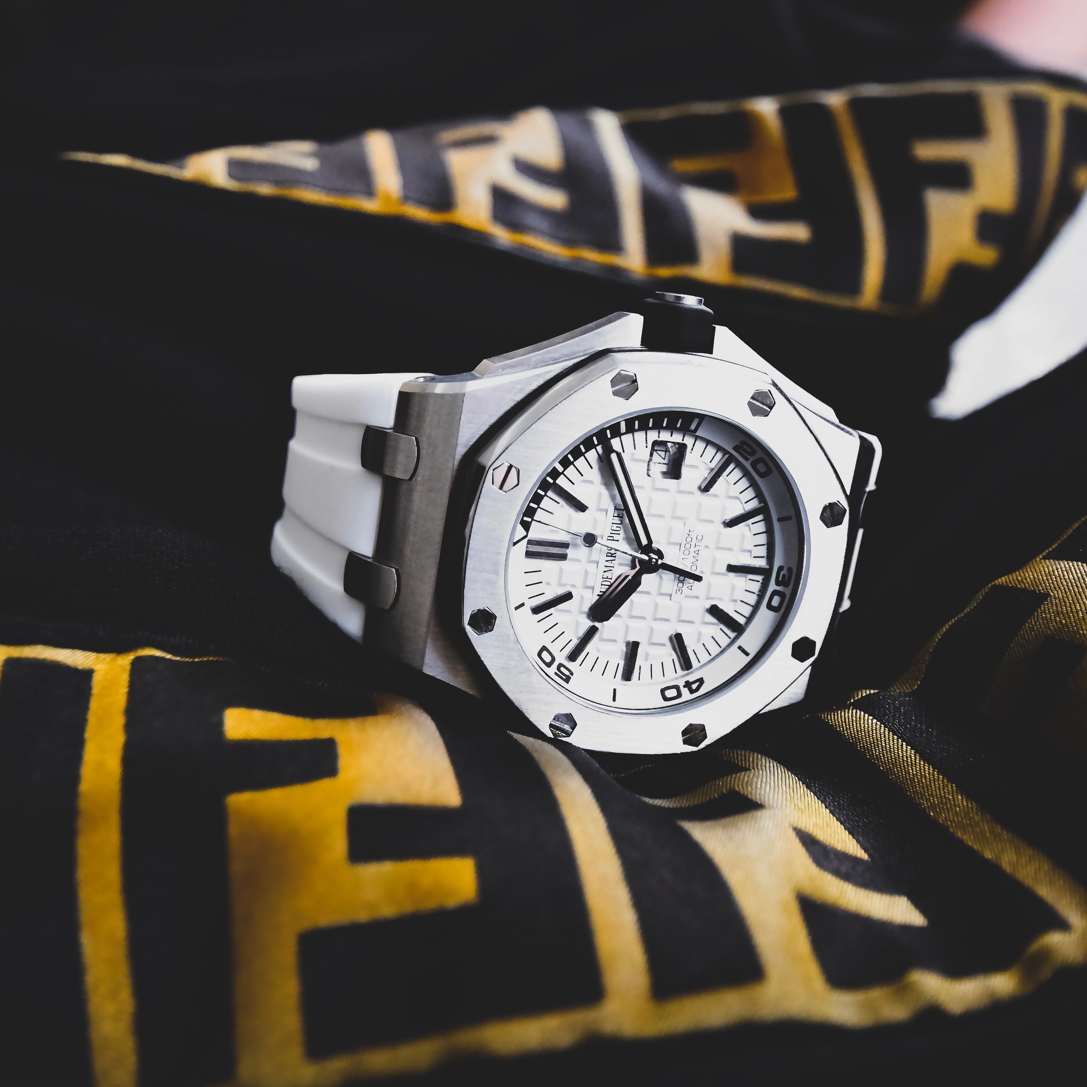 Audemars piguet white rubber strap sale