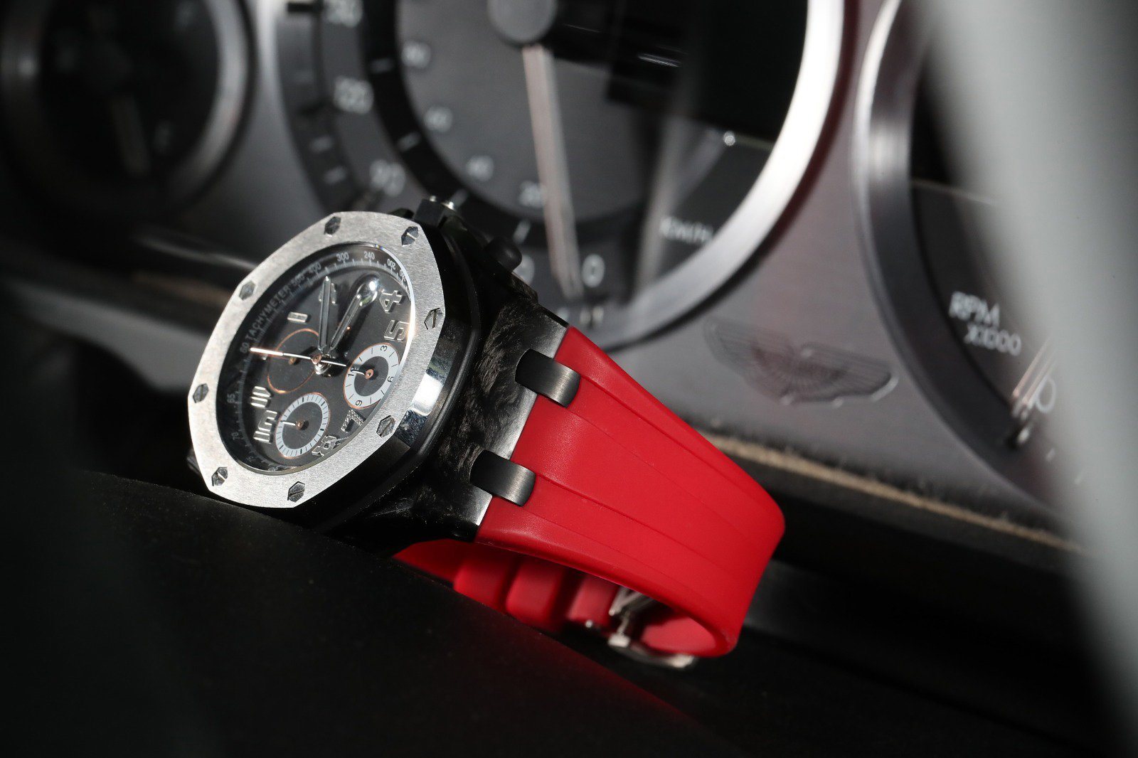 Red Rubber Strap For Audemars Piguet Royal Oak Offshore 42mm Deployant Clasp