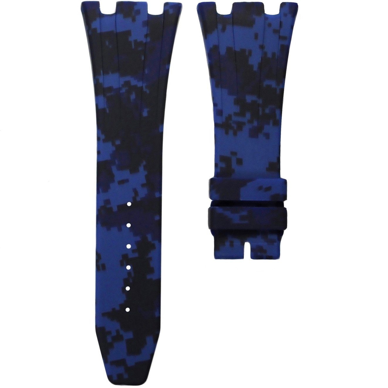 Blue Digi Camo Rubber Strap For Audemars Piguet Royal Oak Offshore 42mm Deployant Clasp